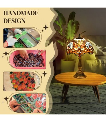 HOMCOM Antique Table Lamp, for Bedroom Bedside, Bulb not Included, Sunflower