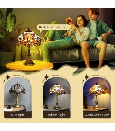 HOMCOM Antique Table Lamp, for Bedroom Bedside, Bulb not Included, Sunflower