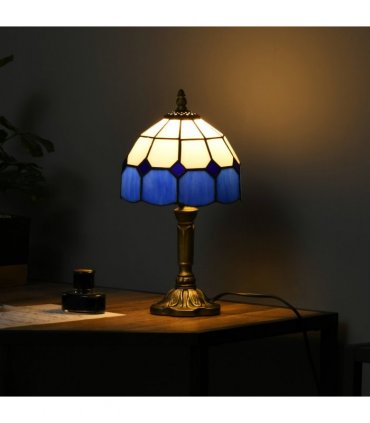 HOMCOM Antique Table Lamp, for Bedroom Bedside, Bulb not Included, Blue