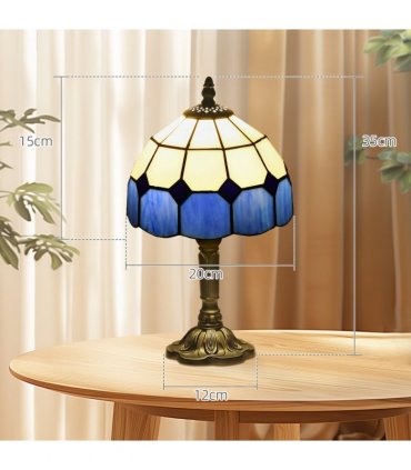 HOMCOM Antique Table Lamp, for Bedroom Bedside, Bulb not Included, Blue