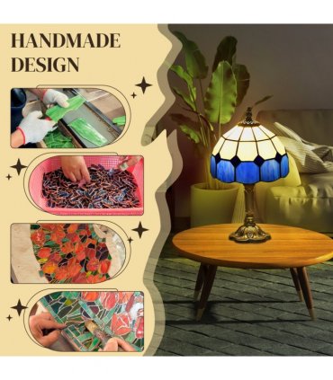 HOMCOM Antique Table Lamp, for Bedroom Bedside, Bulb not Included, Blue