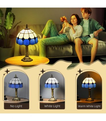 HOMCOM Antique Table Lamp, for Bedroom Bedside, Bulb not Included, Blue