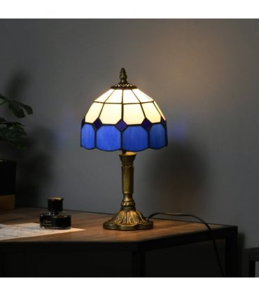 HOMCOM Antique Table Lamp, for Bedroom Bedside, Bulb not Included, Blue