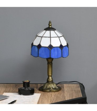 HOMCOM Antique Table Lamp, for Bedroom Bedside, Bulb not Included, Blue