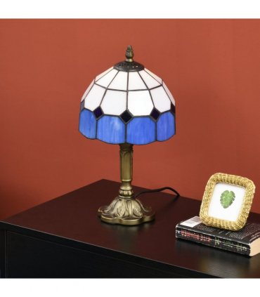 HOMCOM Antique Table Lamp, for Bedroom Bedside, Bulb not Included, Blue