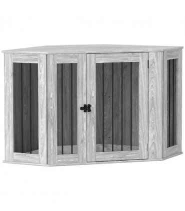 PawHut Dog Crate Furniture for Large Dogs w/ Cushion, Door - Grey