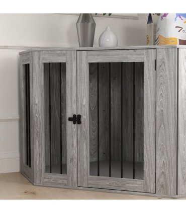 PawHut Dog Crate Furniture for Large Dogs w/ Cushion, Door - Grey