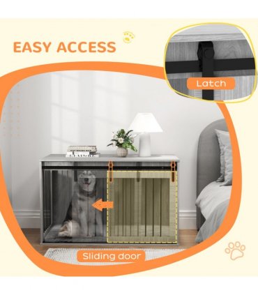 PawHut Dog Crate Furniture with Removable Cushion for XL-sized Dogs - Grey