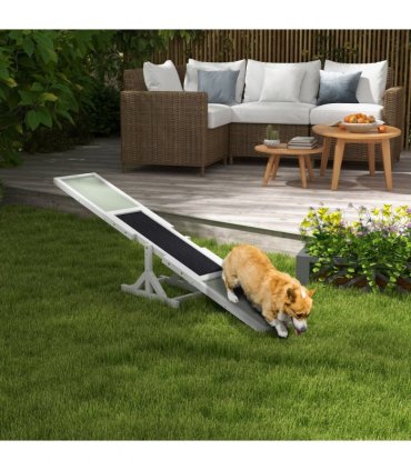 PawHut Wooden Pet Seesaw for Big Dogs with Anti-Slip Surface, White