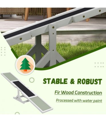 PawHut Wooden Pet Seesaw for Big Dogs with Anti-Slip Surface, White