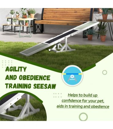 PawHut Wooden Pet Seesaw for Big Dogs with Anti-Slip Surface, White