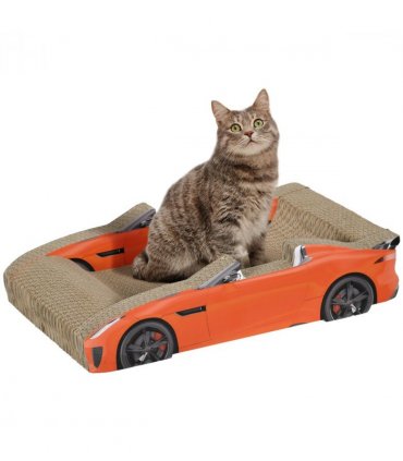 PawHut 2 in 1 Cat Scratching Board with Catnip, Car-shaped Cat Scratch Bed