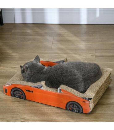 PawHut 2 in 1 Cat Scratching Board with Catnip, Car-shaped Cat Scratch Bed