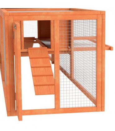 PawHut Wooden Rabbit Hutch Guinea Pig Hutch, Orange, 309 x 70 x 87cm
