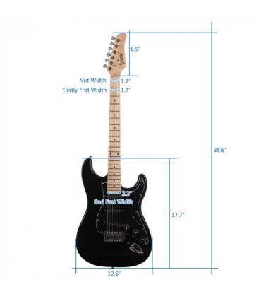 Glarry GST Stylish Electric Guitar Kit with Black Pickguard Black