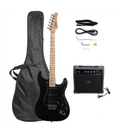 Glarry GST Stylish Electric Guitar Kit with Black Pickguard Black