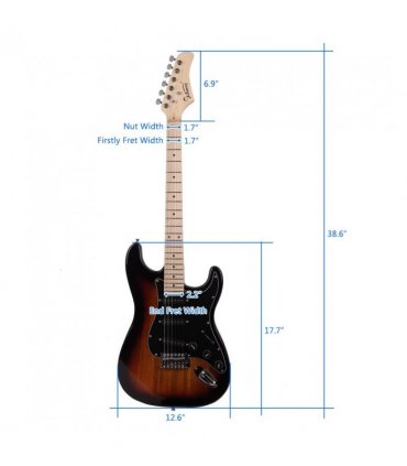 Glarry GST Stylish Electric Guitar Kit with Black Pickguard Sunset Color