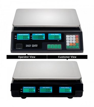 【Old code:17568532】ACS-30 40kg/5g Digital Price Computing Scale for Vegetable UK Plug Silver & Black