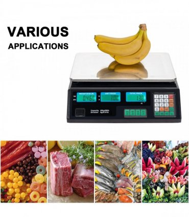 【Old code:17568532】ACS-30 40kg/5g Digital Price Computing Scale for Vegetable UK Plug Silver & Black
