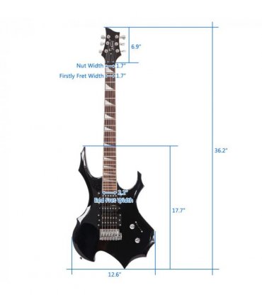 Glarry Flame Electric Guitar HSH Pickup Shaped Electric Guitar  Pack   Strap   Picks   Shake   Cable   Wrench Tool Black