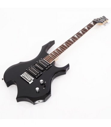 Glarry Flame Electric Guitar HSH Pickup Shaped Electric Guitar  Pack   Strap   Picks   Shake   Cable   Wrench Tool Black