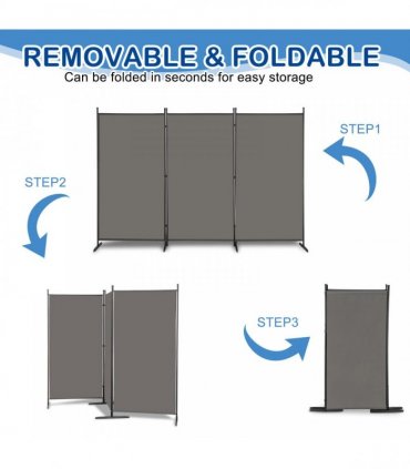6FT Trifold 130g Polyester Fabric Plastic Foot Carbon Steel Frame Foldable Screen Gray