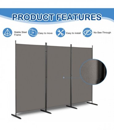 6FT Trifold 130g Polyester Fabric Plastic Foot Carbon Steel Frame Foldable Screen Gray
