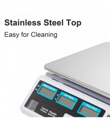 【Old code:42353336】ACS-30 40kg/5g Digital Price Computing Scale for Vegetable UK Plug Silver & White