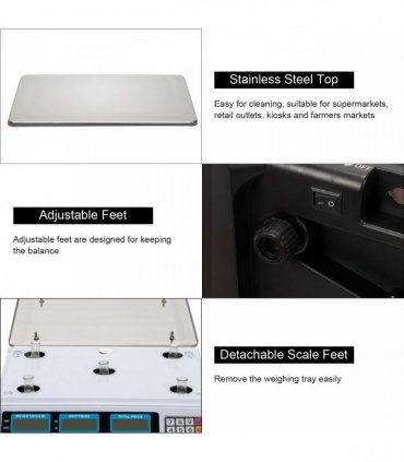 【Old code:42353336】ACS-30 40kg/5g Digital Price Computing Scale for Vegetable UK Plug Silver & White