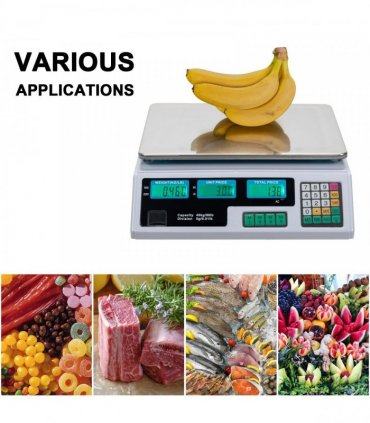 【Old code:42353336】ACS-30 40kg/5g Digital Price Computing Scale for Vegetable UK Plug Silver & White