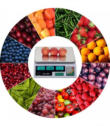 【Old code:42353336】ACS-30 40kg/5g Digital Price Computing Scale for Vegetable UK Plug Silver & White