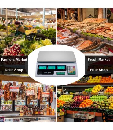 【Old code:42353336】ACS-30 40kg/5g Digital Price Computing Scale for Vegetable UK Plug Silver & White