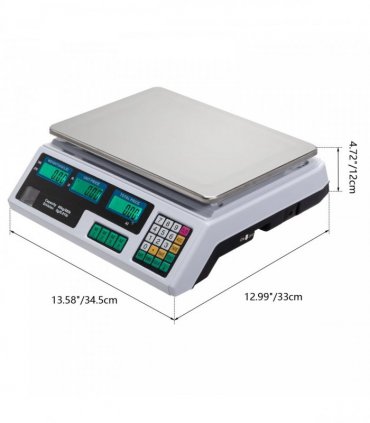 【Old code:42353336】ACS-30 40kg/5g Digital Price Computing Scale for Vegetable UK Plug Silver & White