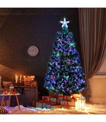 4ft 120 Branch Fiber Optic PVC Branch Iron Bracket Christmas Tree Green
