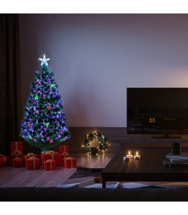 4ft 120 Branch Fiber Optic PVC Branch Iron Bracket Christmas Tree Green