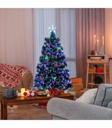 4ft 120 Branch Fiber Optic PVC Branch Iron Bracket Christmas Tree Green