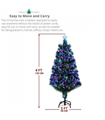 4ft 120 Branch Fiber Optic PVC Branch Iron Bracket Christmas Tree Green