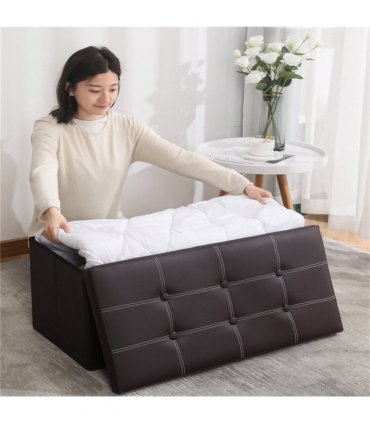 Large Seater Folding Storage Ottoman Pouffe Bench Seat Blanket Toy Chest Box UK