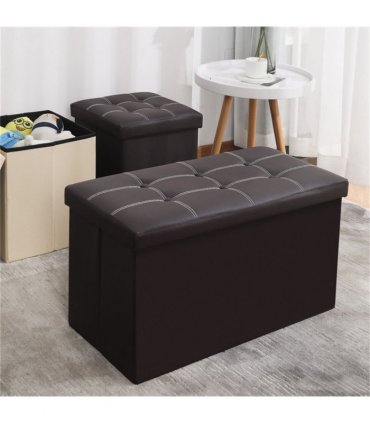 Large Seater Folding Storage Ottoman Pouffe Bench Seat Blanket Toy Chest Box UK