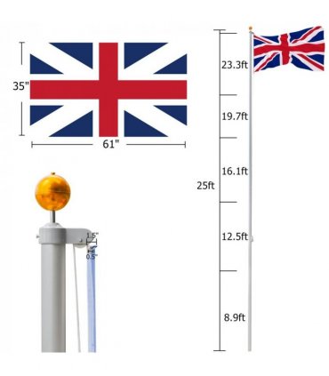 5.1*5.1*750cm Aluminum Alloy Splicing Flagpole Adjustable And Retractable Courtyard Outdoor Flagpole