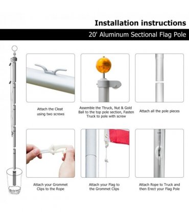 5.1*5.1*750cm Aluminum Alloy Splicing Flagpole Adjustable And Retractable Courtyard Outdoor Flagpole
