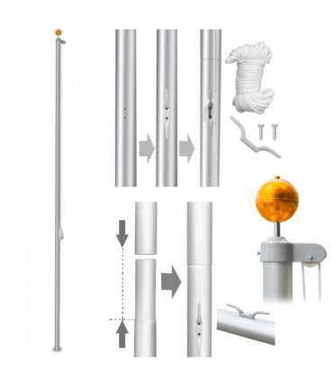 5.1*5.1*750cm Aluminum Alloy Splicing Flagpole Adjustable And Retractable Courtyard Outdoor Flagpole