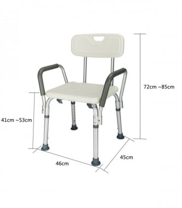 Medical Bathroom Safety Shower Tub Aluminium Alloy Bath Chair Bench with Back & Handle White