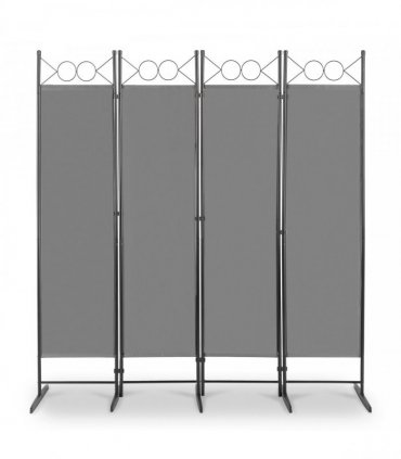 5.74FT 4-Fold Top With Shape 130g Polyester Cloth Plastic Feet Carbon Steel Frame Foldable Screen Gray