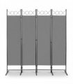 5.74FT 4-Fold Top With Shape 130g Polyester Cloth Plastic Feet Carbon Steel Frame Foldable Screen Gray