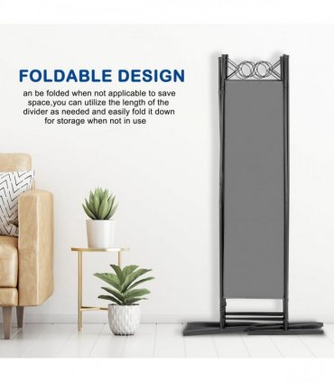 5.74FT 4-Fold Top With Shape 130g Polyester Cloth Plastic Feet Carbon Steel Frame Foldable Screen Gray