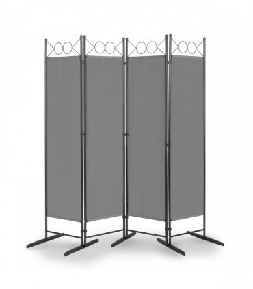 5.74FT 4-Fold Top With Shape 130g Polyester Cloth Plastic Feet Carbon Steel Frame Foldable Screen Gray