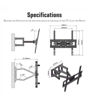26-55 Inch Double Pendulum Large Base TV Stand TMDS-105 Bearing 40Kg/Vese400*400/Upper And Lower-10~ 10°