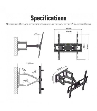 26-55 Inch Double Pendulum Large Base TV Stand TMDS-105 Bearing 40Kg/Vese400*400/Upper And Lower-10~ 10°