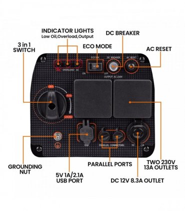 Inverter Generator Petrol Quiet 3KW 3.3KW Suitcase 4 Stroke Outdoor Power Supply